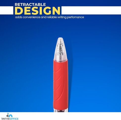 1InTheOffice Retractable Gel Pens, Rollerball, Medium Point 0.7mm, Red Ink, 12 Pack in Saudi Arabia