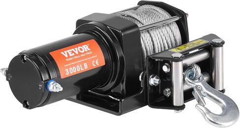 VEVOR ATV Winch, 3000 lb Electric Winch, 12V Small ATV UTV Winch with 3/16 in x 39 ft Steel Cable Roller Fairlead Wired Remote Control, IP55 Waterproof for Towing UTV ATV Car Vehicle Off-Road in Saudi Arabia