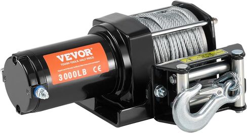 VEVOR ATV Winch, 3000 lb Electric Winch, 12V Small ATV UTV Winch with 3/16 in x 39 ft Steel Cable Roller Fairlead Wired Remote Control, IP55 Waterproof for Towing UTV ATV Car Vehicle Off-Road in Saudi Arabia