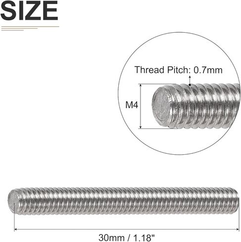 M5x0.8x100mm(DxPxL) Fully Threaded Rod - 12Pack - Good for Machinery - 304 Stainless Steel Right Hand Thread Rods Bar Studs - Silver in Saudi Arabia