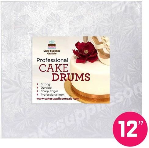 12 inch White Square Sturdy Cake Board Drums for Displaying Cakes, 1/2 inch Thick, (1-Pack) in Saudi Arabia