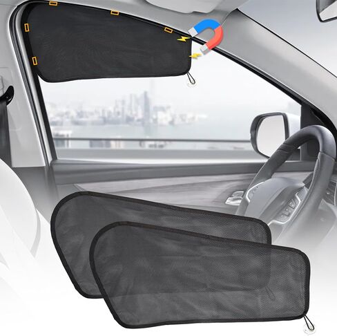 EcoNour Car Driver Front Window Sun Shade | Magnetic Window Curtain Protects from Harmful Sun Rays for Drivers | Side Window Screen Sunshade for Cars Prevents Sun Damage | Black (1-Piece) in Saudi Arabia