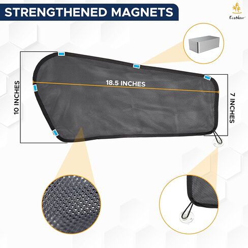 EcoNour Car Driver Front Window Sun Shade | Magnetic Window Curtain Protects from Harmful Sun Rays for Drivers | Side Window Screen Sunshade for Cars Prevents Sun Damage | Black (1-Piece) in Saudi Arabia
