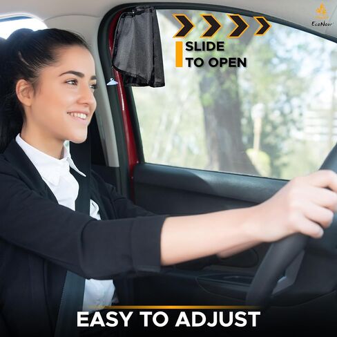 EcoNour Car Driver Front Window Sun Shade | Magnetic Window Curtain Protects from Harmful Sun Rays for Drivers | Side Window Screen Sunshade for Cars Prevents Sun Damage | Black (1-Piece) in Saudi Arabia