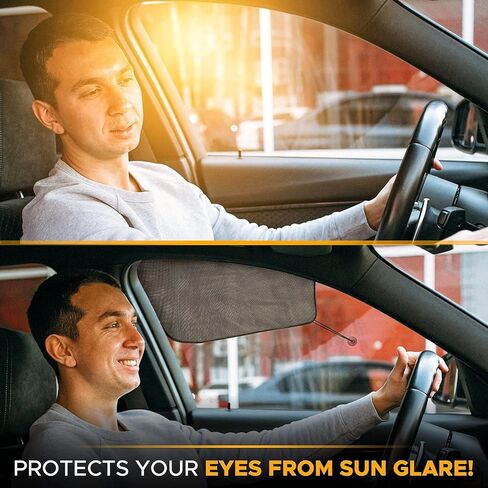 EcoNour Car Driver Front Window Sun Shade | Magnetic Window Curtain Protects from Harmful Sun Rays for Drivers | Side Window Screen Sunshade for Cars Prevents Sun Damage | Black (1-Piece) in Saudi Arabia