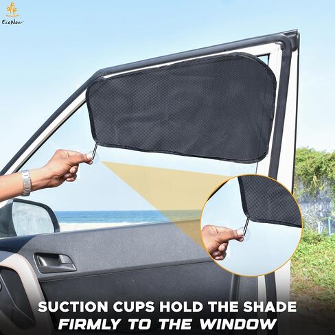 EcoNour Car Driver Front Window Sun Shade | Magnetic Window Curtain Protects from Harmful Sun Rays for Drivers | Side Window Screen Sunshade for Cars Prevents Sun Damage | Black (1-Piece) in Saudi Arabia
