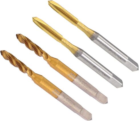 uxcell Spiral Point Plug Threading Tap M3 x 0.5 Thread, Ground Threads H2 3 Flutes, High Speed Steel HSS 6542, Titanium Coated, Round Shank with Square End, 4pcs in Saudi Arabia