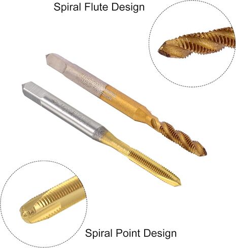 uxcell Spiral Point Plug Threading Tap M3 x 0.5 Thread, Ground Threads H2 3 Flutes, High Speed Steel HSS 6542, Titanium Coated, Round Shank with Square End, 4pcs in Saudi Arabia