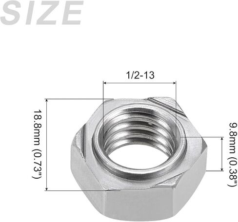 Hex Weld Nuts Steel (1/4-20 Thread Size) 4Pcs, Carbon Steel Hexagonal Nuts - for Machinery Industry, Home Furniture Repair in Kuwait