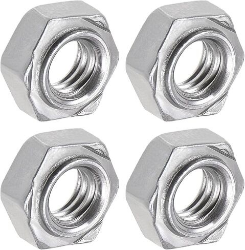Hex Weld Nuts Steel (1/4-20 Thread Size) 4Pcs, Carbon Steel Hexagonal Nuts - for Machinery Industry, Home Furniture Repair in Kuwait