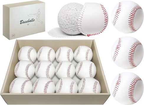 Bucket of Baseballs - Standard Size Adult Training Balls for Pitching, Hitting, Fielding - Unmarked & Leather Covered Practice Baseballs - Perfect for Youth Baseball in Saudi Arabia