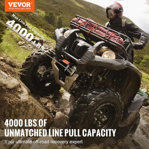 VEVOR ATV Winch, 3000 lb Electric Winch, 12V Small ATV UTV Winch with 3/16 in x 39 ft Steel Cable Roller Fairlead Wired Remote Control, IP55 Waterproof for Towing UTV ATV Car Vehicle Off-Road in Saudi Arabia