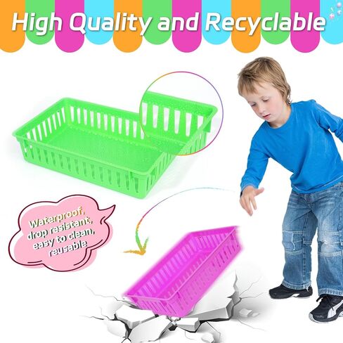 8 Pack Classroom Storage Baskets, Small Plastic Baskets for Organizing, Colorful Storage Trays, Crayon Pencil Containers Organizer Bins for Desk, Drawer, Home, Office in Saudi Arabia