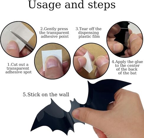 Halloween Decorations, 60 PCS 3D Bats Decoration, 4 Different Sizes Realistic PVC Scary Black Bat Sticker for Halloween Decorations Indoor, DIY Halloween Bat Wall Decal Decor Party Supplies in Saudi Arabia
