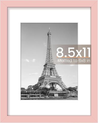 إطار صورة Upsimples مقاس 8.5 × 11، عرض صور مقاس 6 × 8 مع حصيرة أو 8.5 × 11 بدون حصيرة، إطار صورة معلق على الحائط، وردي، عبوة واحدة in Kuwait