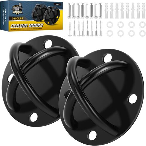 Upgraded 1200 lbs Ceiling Anchor Black Kit , 4 Pcs Expander Bolts, and 4 Pcs Screws - Wall Mount Bracket for Suspension Straps,Body Weight Strength Training Systems, Yoga Swings & Boxing Equipment. in Saudi Arabia