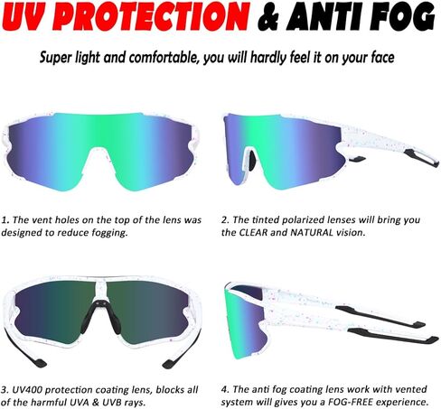 Polarized Sports Sunglasses for Men Women Lightweight Softball Baseball Pickleball Cycling Glasses UV Protection in Saudi Arabia