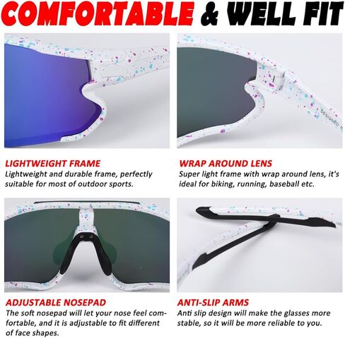 Polarized Sports Sunglasses for Men Women Lightweight Softball Baseball Pickleball Cycling Glasses UV Protection in Saudi Arabia