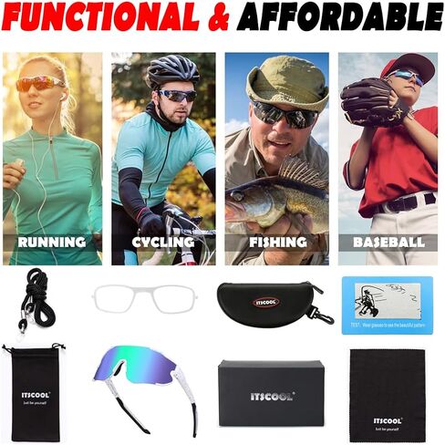 Polarized Sports Sunglasses for Men Women Lightweight Softball Baseball Pickleball Cycling Glasses UV Protection in Saudi Arabia