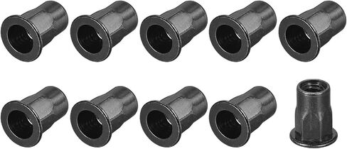 METALLIXITY Rivet Nuts (M6) 20Pcs, Carbon Steel Half Hex Threaded Insert Nuts - for Furniture Mechanical Fasteners, Black in Saudi Arabia