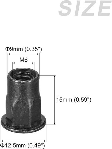 METALLIXITY Rivet Nuts (M6) 20Pcs, Carbon Steel Half Hex Threaded Insert Nuts - for Furniture Mechanical Fasteners, Black in Saudi Arabia