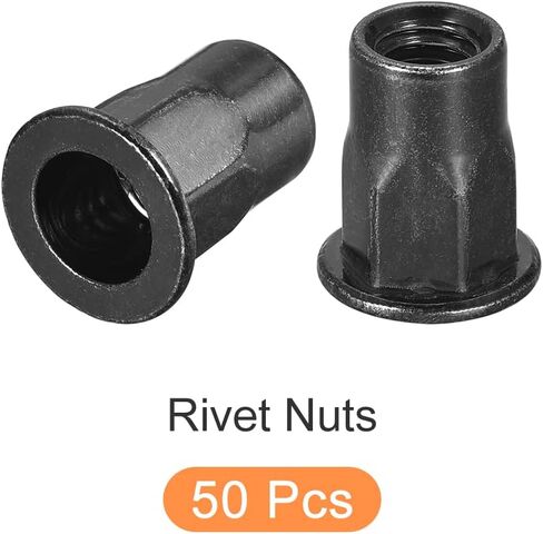 METALLIXITY Rivet Nuts (M6) 20Pcs, Carbon Steel Half Hex Threaded Insert Nuts - for Furniture Mechanical Fasteners, Black in Saudi Arabia