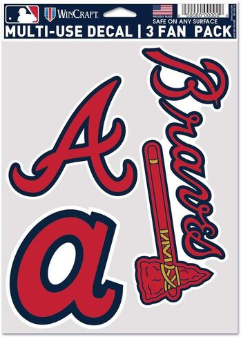 ملصق Wincraft MLB Atlanta Braves متعدد الاستخدامات، 3 عبوات، ألوان الفريق، مقاس واحد in Saudi Arabia