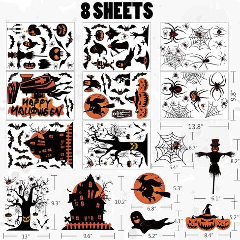 Halloween Window Clings Decorations for Glass Window, 8 Sheets Halloween Window Decals Stickers for Haunted Hous, Spooky Tree Decals for Halloween Party Decoration Glass Windom Indoor in Saudi Arabia