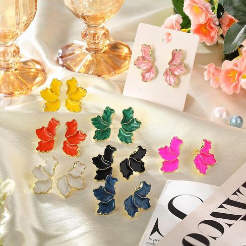 8 Pairs Vintage Flower Earrings Studs Exaggerated Oversized Large Chunky Daisy Flower Earrings Elegant Floral Statement Earrings for Women Girls Jewelry Gifts, 8 Colors in Saudi Arabia