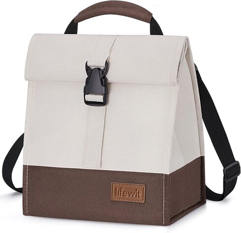 حقيبة غداء معزولة من لايف ويت، صندوق غداء قابل لإعادة الاستخدام للرجال والنساء البالغين مع حزام كتف قابل للتعديل، حقيبة تبريد قابلة للطي مانعة للتسرب للعمل المكتبي، 8 لتر، بيج in Kuwait