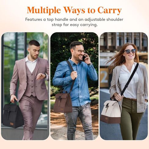 حقيبة غداء معزولة من لايف ويت، صندوق غداء قابل لإعادة الاستخدام للرجال والنساء البالغين مع حزام كتف قابل للتعديل، حقيبة تبريد قابلة للطي مانعة للتسرب للعمل المكتبي، 8 لتر، بيج in Kuwait