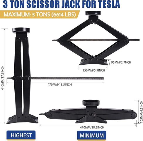 Scissor Jack, Car Jack Kit, Maximum Lift 3 Ton (6600 lbs) (Includes Labor Saving Wrench and Jack), Suitable for Cars, SUVs, Pickups, Universal Car Emergency Kit in Saudi Arabia