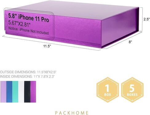 PACKHOME Gift Box 11x7.8x2.3 Inches, Gift Box with Lid, Sturdy Shirt Box with Magnetic Lid for Wrapping Gifts(Glossy Pink) in Saudi Arabia