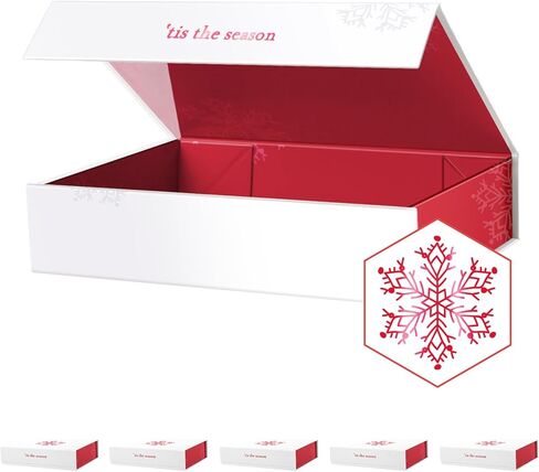 صندوق هدايا PACKHOME مقاس 11x7.8x2.3 بوصة، صندوق هدايا مع غطاء، صندوق قميص قوي مع غطاء مغناطيسي لتغليف الهدايا (وردي لامع) in Kuwait