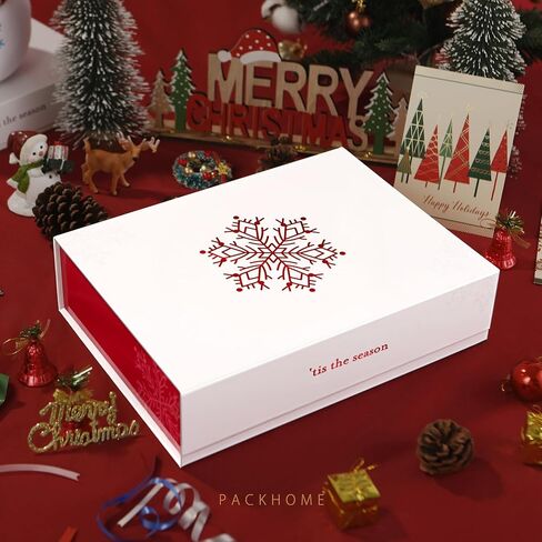 صندوق هدايا PACKHOME مقاس 11x7.8x2.3 بوصة، صندوق هدايا مع غطاء، صندوق قميص قوي مع غطاء مغناطيسي لتغليف الهدايا (وردي لامع) in Kuwait