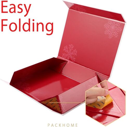 صندوق هدايا PACKHOME مقاس 11x7.8x2.3 بوصة، صندوق هدايا مع غطاء، صندوق قميص قوي مع غطاء مغناطيسي لتغليف الهدايا (وردي لامع) in Kuwait