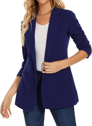 MINTLIMIT Womens Blazers Long Sleeve Button Open Front Notched Lapel Collar Darkcyan Jacket Blazer with Pockets,XL in Kuwait