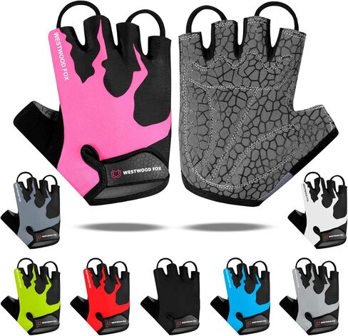 قفازات ركوب الدراجات نصف اصبع للجنسين، مقابض مبطنة، دراجة النخيل، قفازات الصيف للدراجات الجبلية للرجال والنساء، مضادة للانزلاق بدون اصابع، دراجة جبلية قصيرة، رياضية، المشي لمسافات طويلة، تسلق الصالة الرياضية in Kuwait