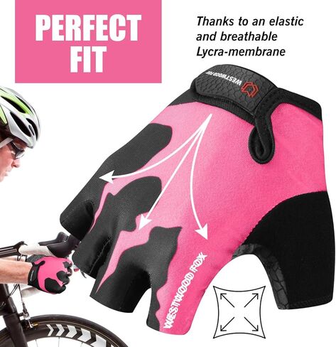 قفازات ركوب الدراجات نصف اصبع للجنسين، مقابض مبطنة، دراجة النخيل، قفازات الصيف للدراجات الجبلية للرجال والنساء، مضادة للانزلاق بدون اصابع، دراجة جبلية قصيرة، رياضية، المشي لمسافات طويلة، تسلق الصالة الرياضية in Kuwait