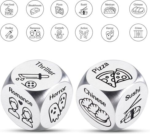 2PCS Funny Dices for Wife Her Him 11th Steel Anniversary for Couple Food Decider Dinner Dice Husband Wife Date Night Ideas Christmas Birthday Gifts for Boyfriend Girlfriend in Saudi Arabia