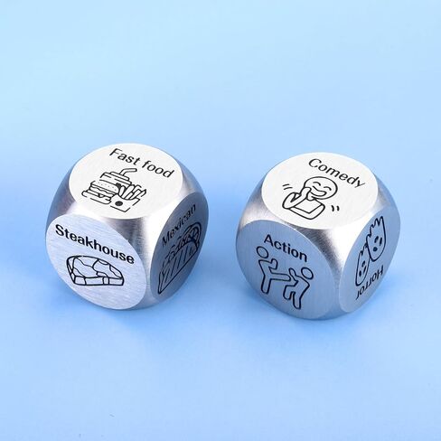 2PCS Funny Dices for Wife Her Him 11th Steel Anniversary for Couple Food Decider Dinner Dice Husband Wife Date Night Ideas Christmas Birthday Gifts for Boyfriend Girlfriend in Saudi Arabia