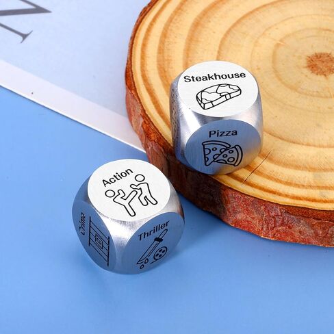 2PCS Funny Dices for Wife Her Him 11th Steel Anniversary for Couple Food Decider Dinner Dice Husband Wife Date Night Ideas Christmas Birthday Gifts for Boyfriend Girlfriend in Saudi Arabia