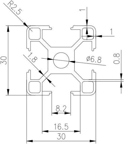 3030 الألومنيوم النتوء 31.5 بوصة / 800 مم طول T فتحة فضية 2 حزمة، الألومنيوم المبثوق 30 مم × 30 مم 30 سلسلة T نوع الملامح المؤكسدة الأوروبية القياسية إطار السكك الحديدية الخطية 2 قطعة in Kuwait