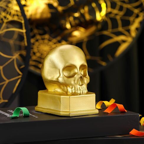3 Pack Halloween Skull Sculpture Trophies with Mark Pen Halloween Costume Resin Skull Trophy for Contest Awards Funny Halloween Party Prizes for Adults Party Supplies in Saudi Arabia