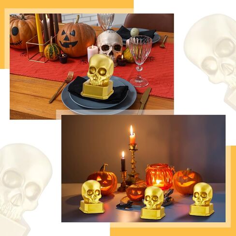 3 Pack Halloween Skull Sculpture Trophies with Mark Pen Halloween Costume Resin Skull Trophy for Contest Awards Funny Halloween Party Prizes for Adults Party Supplies in Saudi Arabia