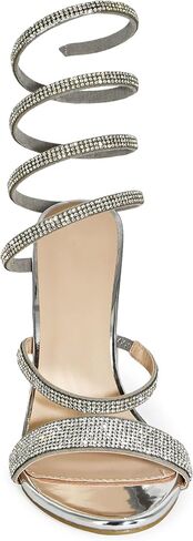 Women's Formal Rhinestone Coil Spiral Ankle Wrap Strap High Chunky Block Heels Morris-567, 9, Black Sue in Saudi Arabia