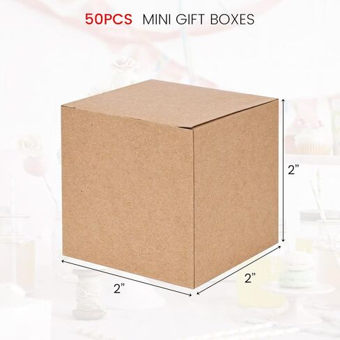 JOHOUSE 50PCS Tiny Favor Boxes, 2 x 2 x 2 Inch Brown Candy Treat Boxes Mini Gift Boxes for Birthday Party Wedding in Saudi Arabia