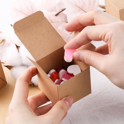 JOHOUSE 50PCS Tiny Favor Boxes, 2 x 2 x 2 Inch Brown Candy Treat Boxes Mini Gift Boxes for Birthday Party Wedding in Saudi Arabia