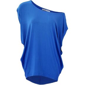 Womens Summer Casual Crew Neck T Shirts Sexy One Shoulder Off Batwing Oversized Blouse Tops in Kuwait