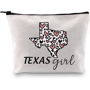 GJTIM Texas Gift Bag Texas Lone Star State Gift Proud Texan Gift Texas Girl Makeup Zipper Pouch Bag (Texas Girl Black)
